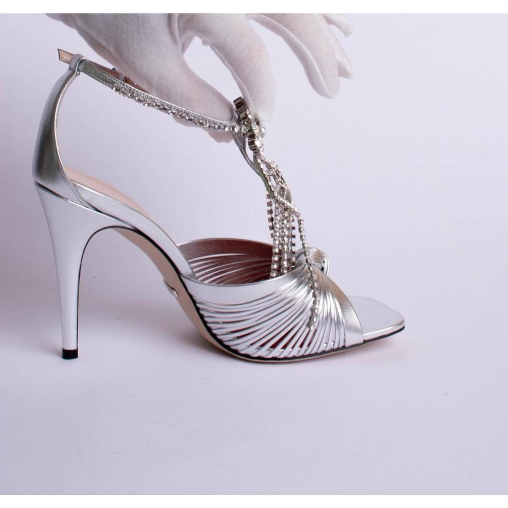 Silver Crawford Womens Heels Leather Sandals Size - Picture 3 of 6